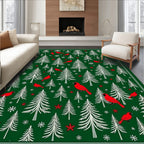 Cardinal Forest Snowy Pine Scene Rug