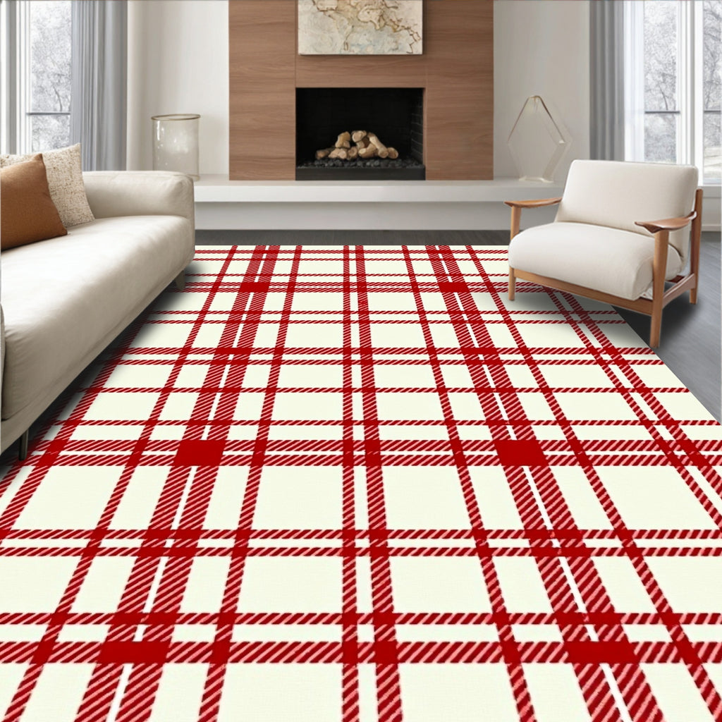 Classic Red Tartan Plaid Rug