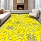 Yellow Whimsical Snowflake Swirl Rug