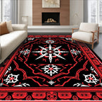 Cardinal Red Geometric Starburst Rug