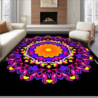 Vibrant Orange Flower Mandala Rug