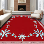 Festive Red Snowflake Border Rug