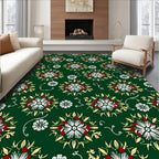Emerald Floral Medallion Red Cream Rug