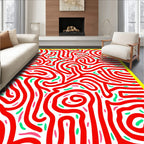 Abstract Red Winding Lines Rug