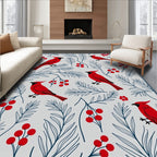 Red Cardinal Winter Berry Arrangement Rug