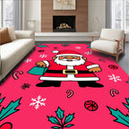 Jolly Santa Claus Candy Cane Holly Rug