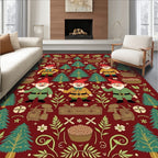 Whimsical Gnome Forest Red Rug