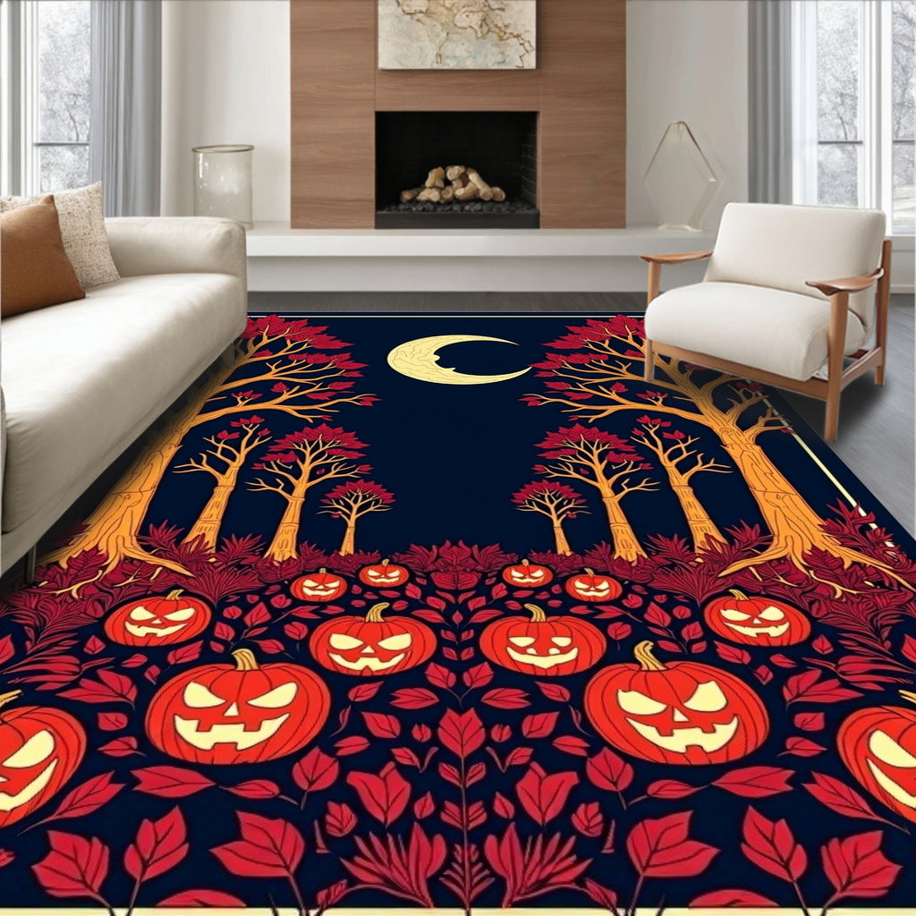 Autumn Moonlit Jack O Lantern Forest Rug