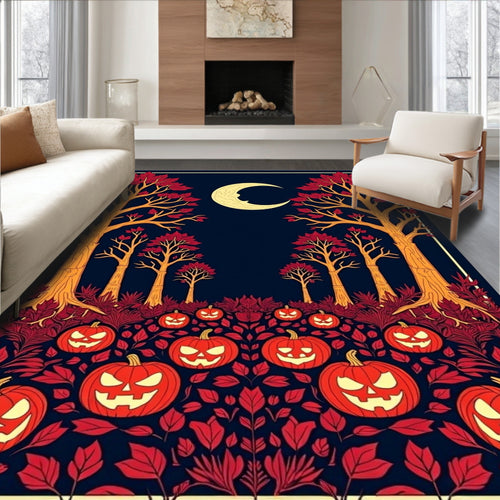Autumn Moonlit Jack O Lantern Forest Rug