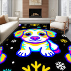 Cute Puppy Rainbow Snowflakes Rug