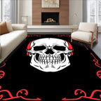 Gothic Red Border Skull Rug