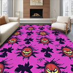 Spooky Orange Pumpkin Grin Halloween Rug