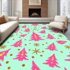 Bright Pink Pine Tree Scatter Rug