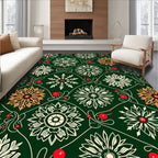Green Floral Medallion Berry Vines Rug