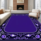 Elegant Deep Purple Floral Border Rug