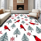 Red Cardinal Snowscape Trees Rug