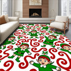 Playful Green Elf Holiday Swirls Rug
