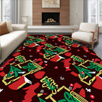 Abstract Red Green Chain Elements Rug
