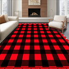 Red Black Buffalo Check Plaid Tablecloth Rug