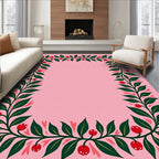 Pink Berry Branch Border Rug