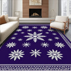 Deep Blue Snowflake Medallion Border Rug