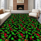 Red Green Tropical Foliage Rug