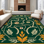Emerald Green Botanical Maze Rug