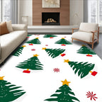 Evergreen Christmas Trees Red Socks Rug