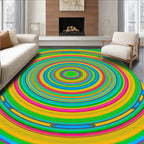 Vibrant Green Blue Yellow Pink Circles Rug