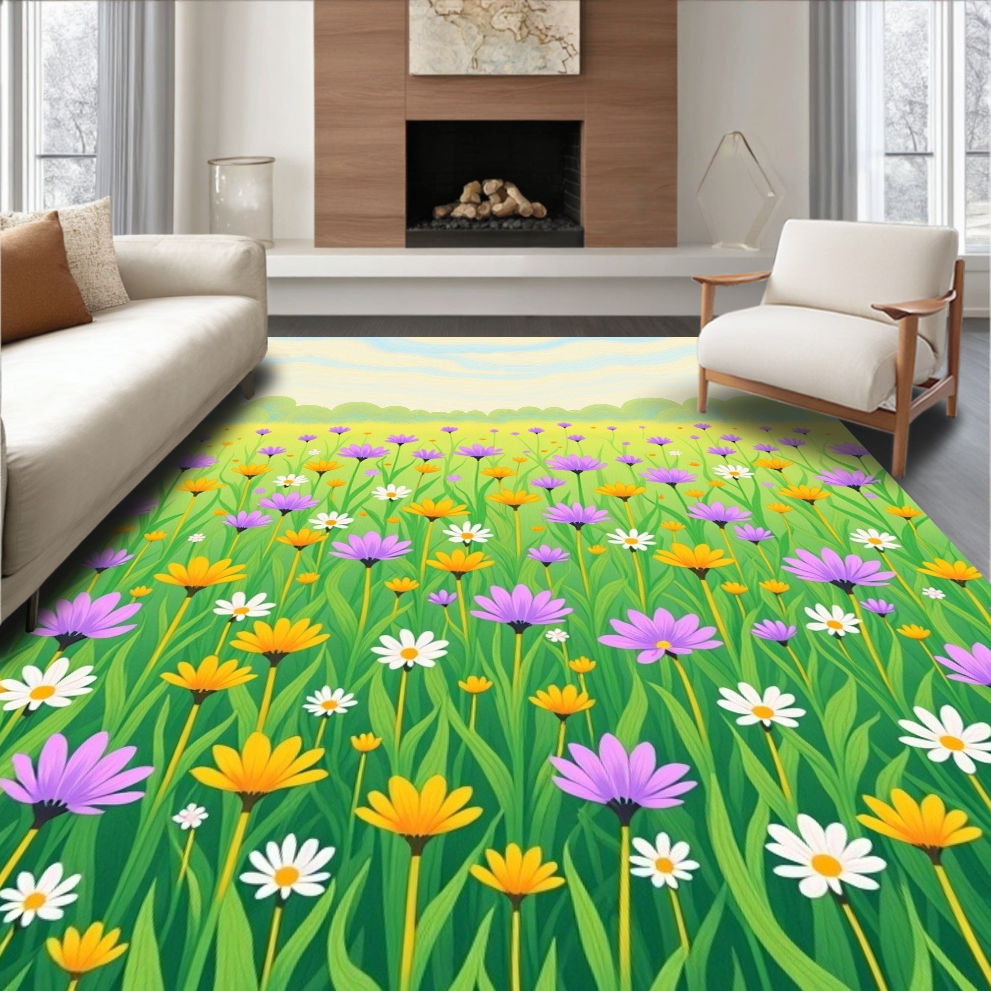 Joyful Meadow Floral Field Rug