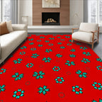 Red Teal Floral Scatter Rug