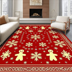 Red Gingerbread Snowflake Festive Rug