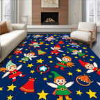 Whimsical Elves And Stars Navy Rug