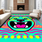 Vibrant Aqua Pitbull Face Graphic Rug