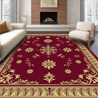 Regal Red Floral Medallion Border Rug