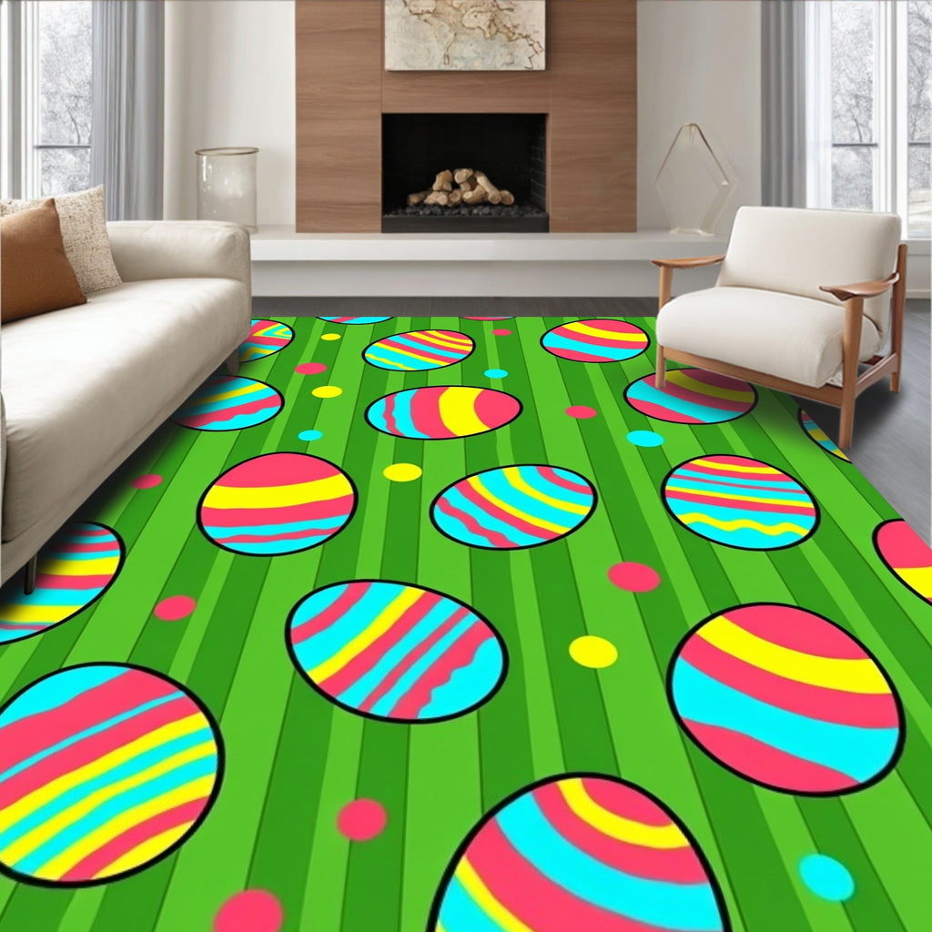 Vibrant Spring Easter Egg Stripes Rug