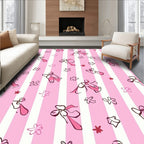 Pink Striped Ballet Slippers Floral Rug