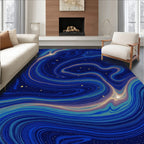 Cosmic Swirl Blue Starry Night Rug