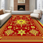 Crimson and Gold Floral Starburst Rug