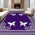 Vibrant Purple Fluttering Butterfly Rug