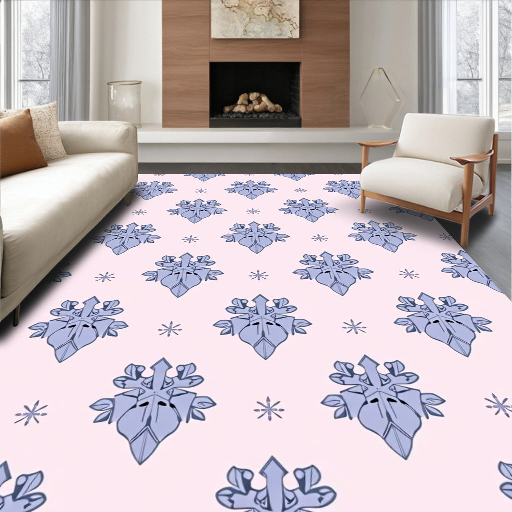 Pale Pink Blue Frost Flower Repeating Rug