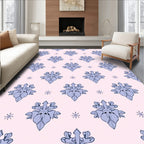 Pale Pink Blue Frost Flower Repeating Rug