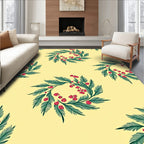 Green Berry Wreath Yellow Background Rug