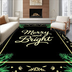 Merry Bright Calligraphy Festive Frame Rug