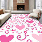 Pink Hearts Swirls and Dots Rug