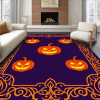 Spooky Orange Jack O Lanterns Border Rug