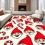 Jolly Gnome Candy Cane Holiday Pattern Rug