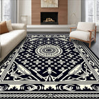 Dark Cream Intricate Ornamental Medallion Rug