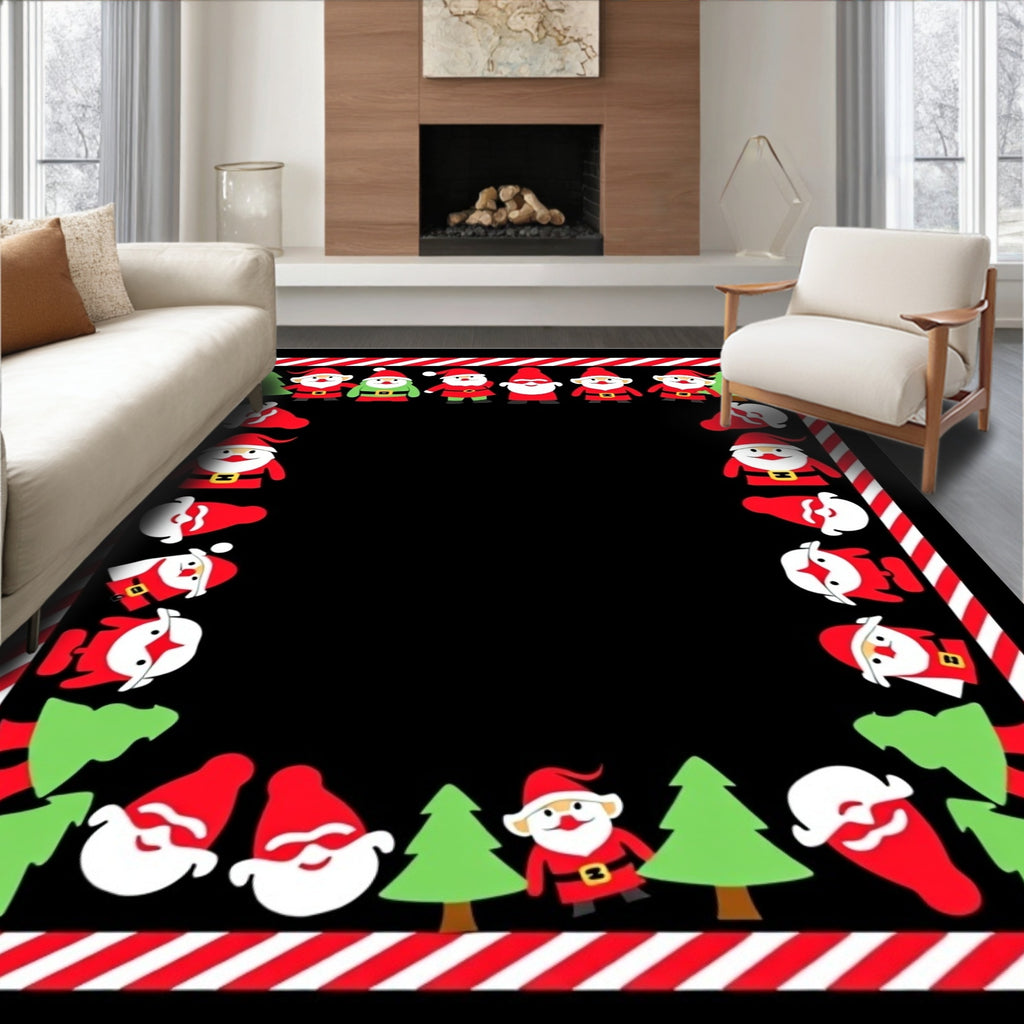 Christmas Gnomes and Trees Border Rug