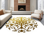 Golden Circular Starburst Medallion Rug